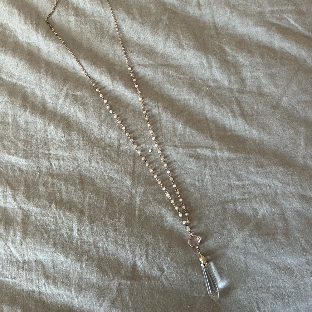 Light Pink & Gold Crystal Necklace